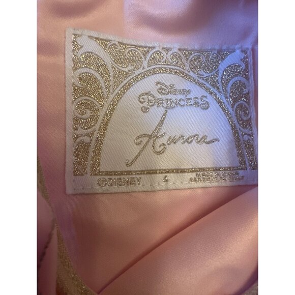 Disney Princess Aurora Dress Pink Embroidered Tulle With Ruffles Size 4 For Girl - Picture 3 of 6